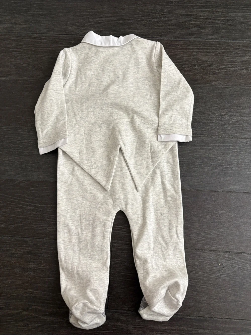 Light Gray Bow-Tie Footed One-Piece for Kids